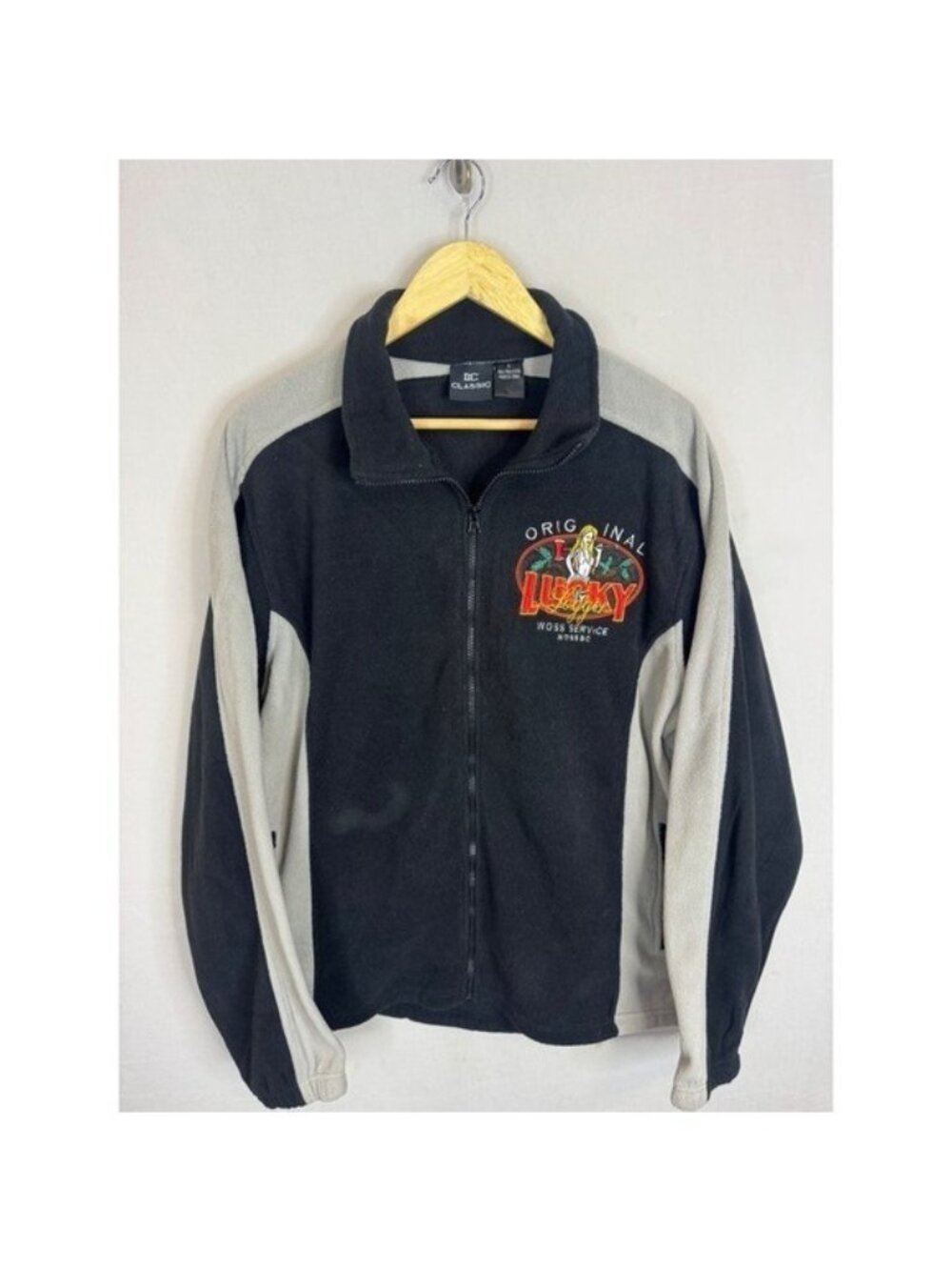 BC Classic Original Lucky Logger Pin Up women Woss Service Fleece Jacket Mens L